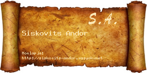 Siskovits Andor névjegykártya